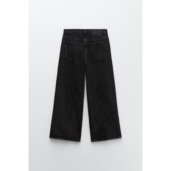 Black Denim Zara Hi-Rise Cropped Wide Leg Jeans (NWT) - Picture 5 of 6